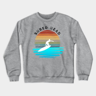 Retro Sunset With Surfer Riding The Wave Crewneck Sweatshirt